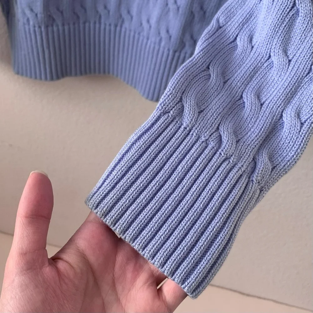 Ralph Lauren periwinkle cable knit cotton pullover sweater
